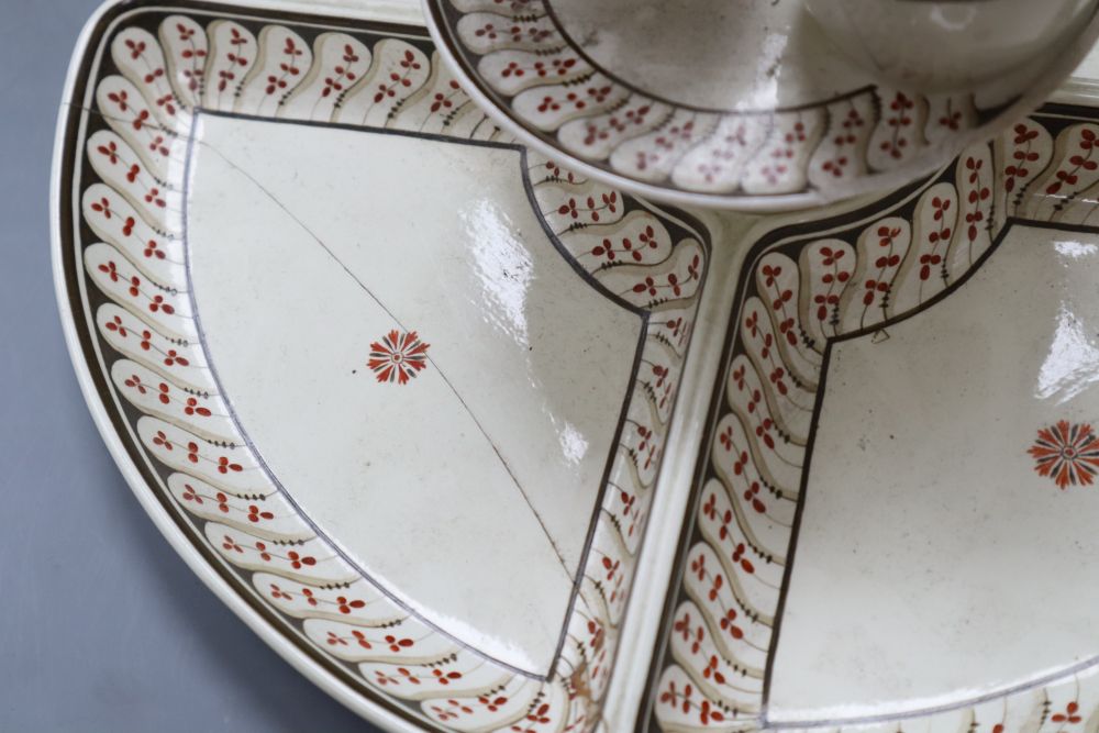 A Wedgwood creamware supper set with separate lidded pots and stand, c.1800